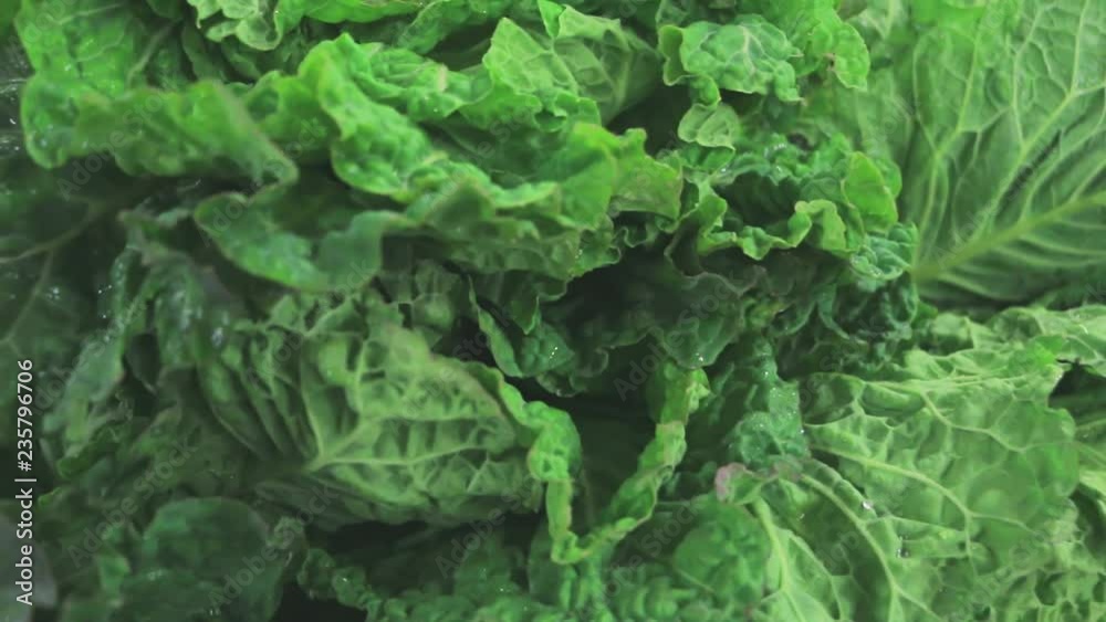 Collard greens on a market stall. Close up of collard greens in market store Collard greens on a market stall. Close up of collard greens in market store