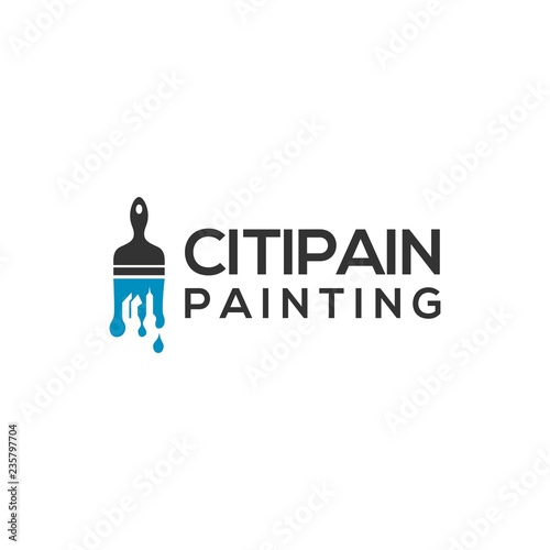 Falling Paint from Brushes shaped Building for Painting logos with vector files