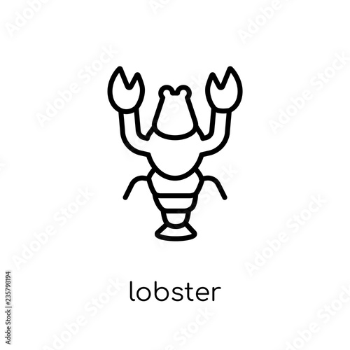 Lobster icon. Trendy modern flat linear vector Lobster icon on white background from thin line animals collection
