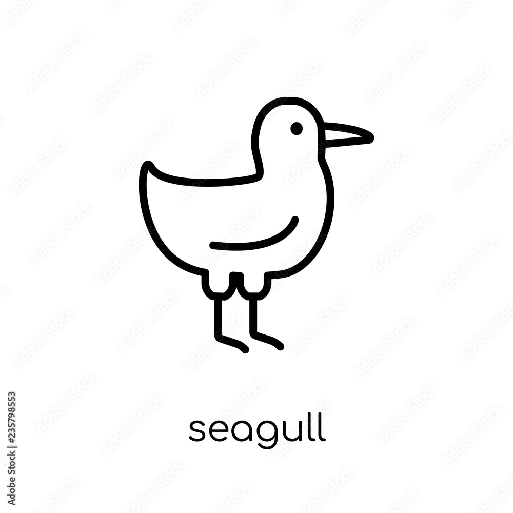 Fototapeta premium Seagull icon. Trendy modern flat linear vector Seagull icon on white background from thin line animals collection