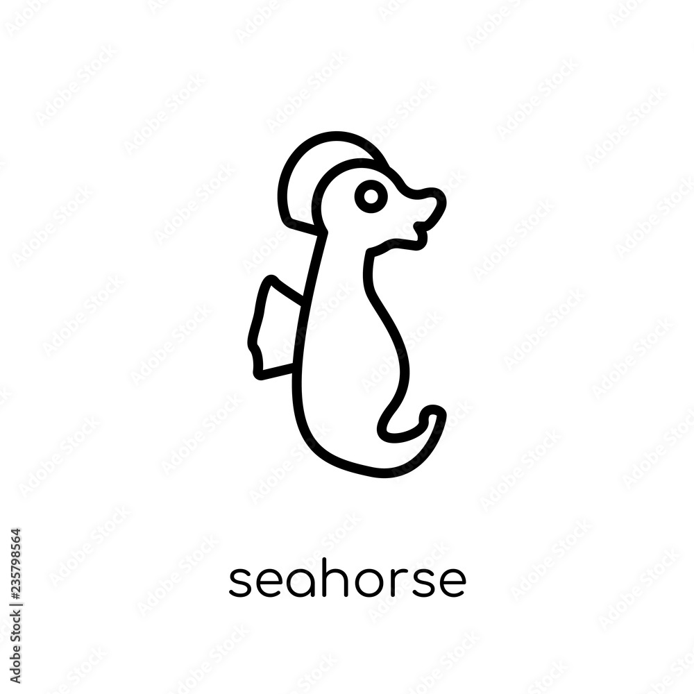 Obraz premium Seahorse icon. Trendy modern flat linear vector Seahorse icon on white background from thin line animals collection