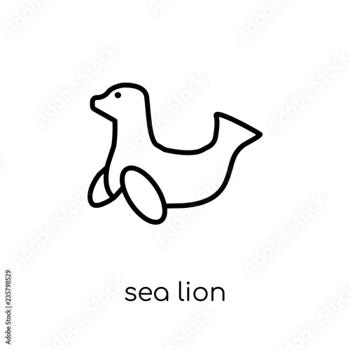 Sea lion icon. Trendy modern flat linear vector Sea lion icon on white background from thin line animals collection