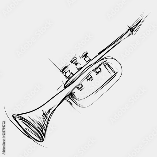 Abstract Trumpet Sketch, Jazz Art (Vector Art)