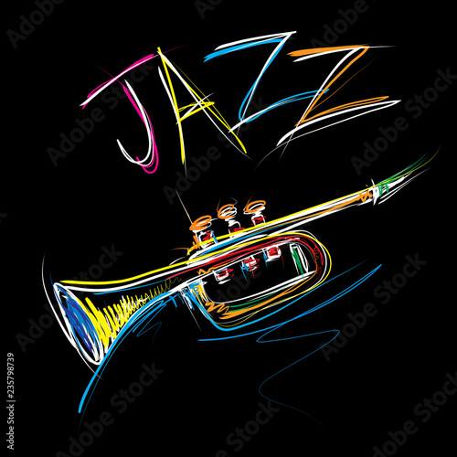 Abstract Trumpet Sketch, Jazz Art (Vector Art)