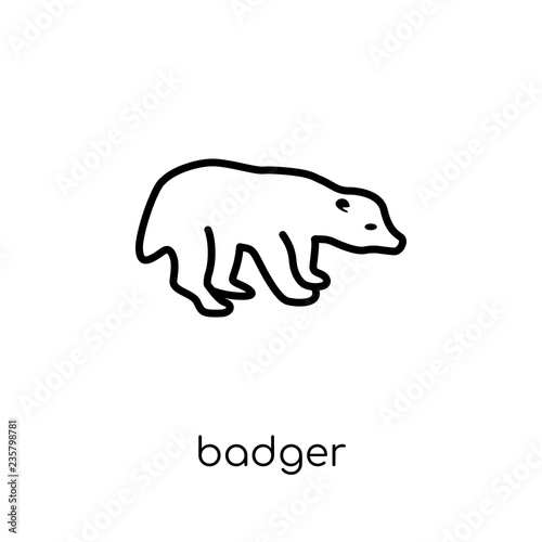 Badger icon. Trendy modern flat linear vector Badger icon on white background from thin line animals collection