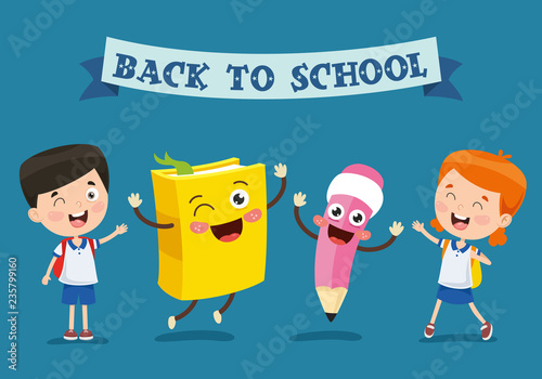 Vector Illustration Of Cartoon Students