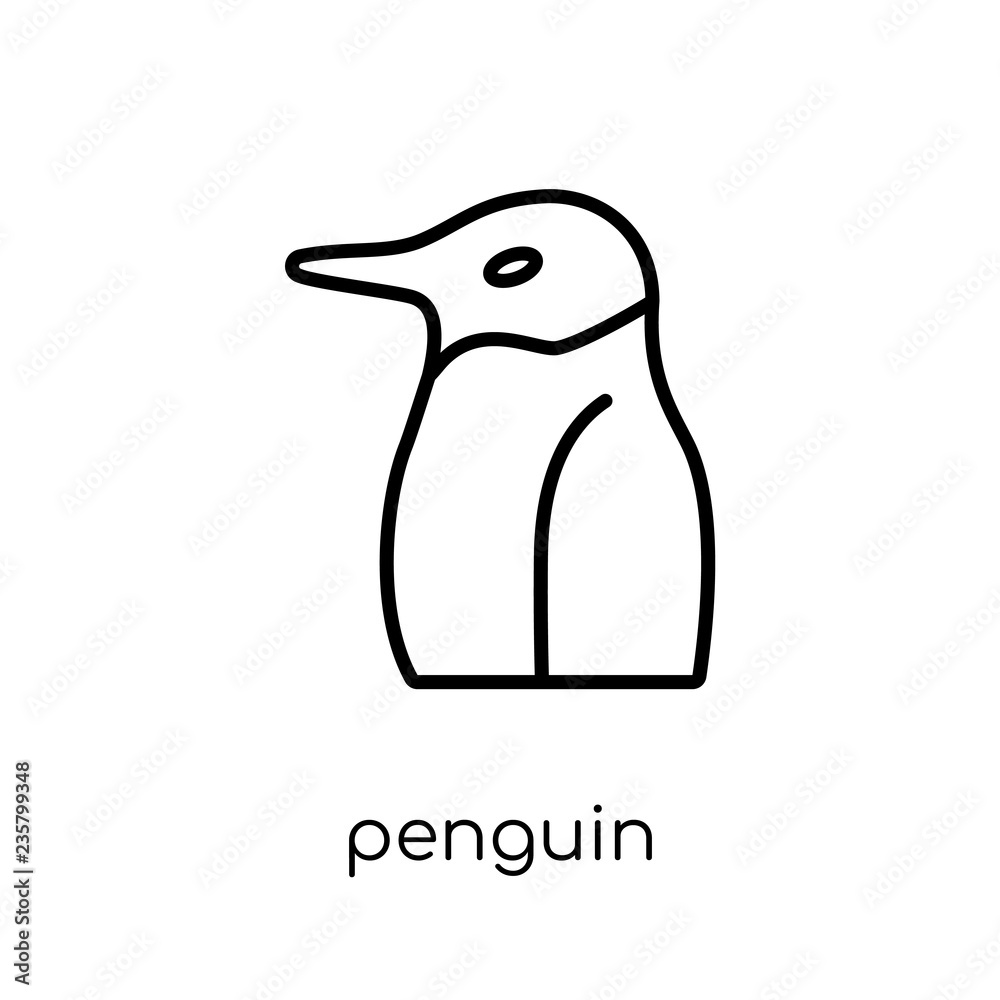 Obraz premium Penguin icon. Trendy modern flat linear vector Penguin icon on white background from thin line animals collection