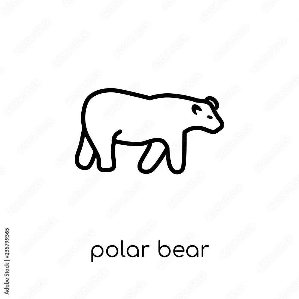 Polar bear icon. Trendy modern flat linear vector Polar bear icon on white background from thin line animals collection