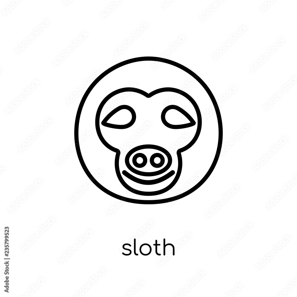 Sloth icon. Trendy modern flat linear vector Sloth icon on white background from thin line animals collection Sloth icon. Trendy modern flat linear vector Sloth icon on white background from thin line animals collection