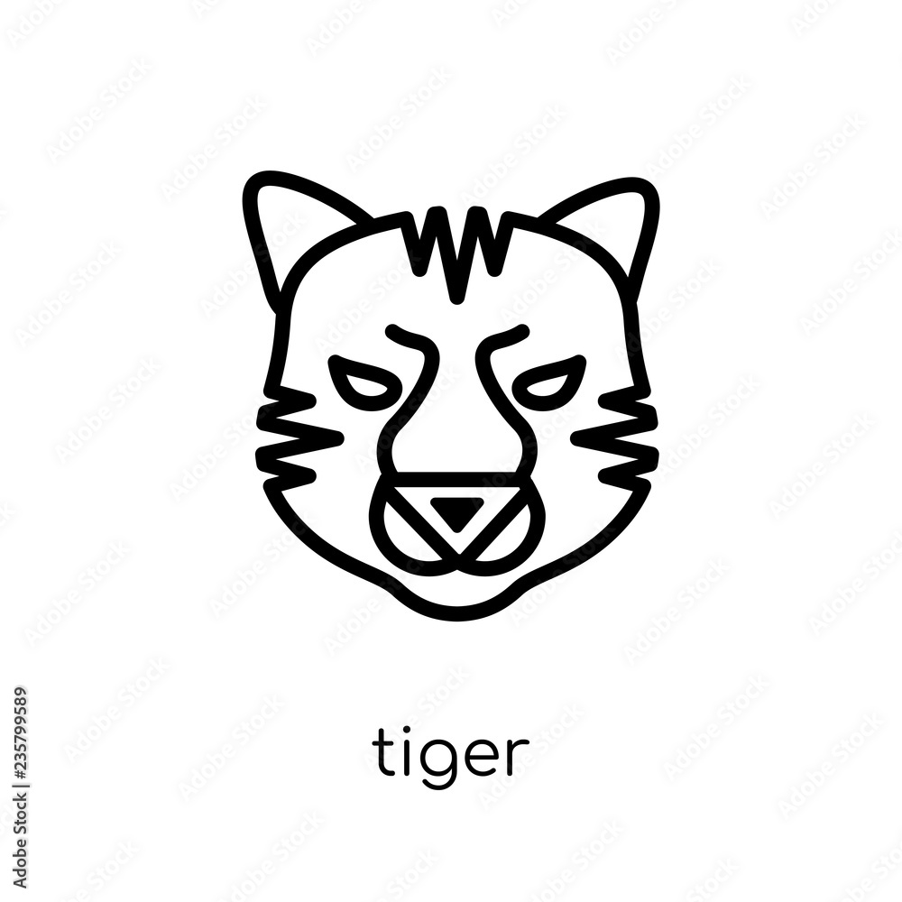 Tiger Logo Design In Thin Line Style Vector, A Lineal Icon Depicting Bengal  Tiger On White Background, Vector Illustration By Flat Icon And Dribbble,  Behance Hd PNG and Vector with Transparent Background