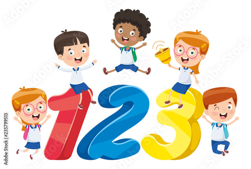 Vector Illustration Of Cartoon Students