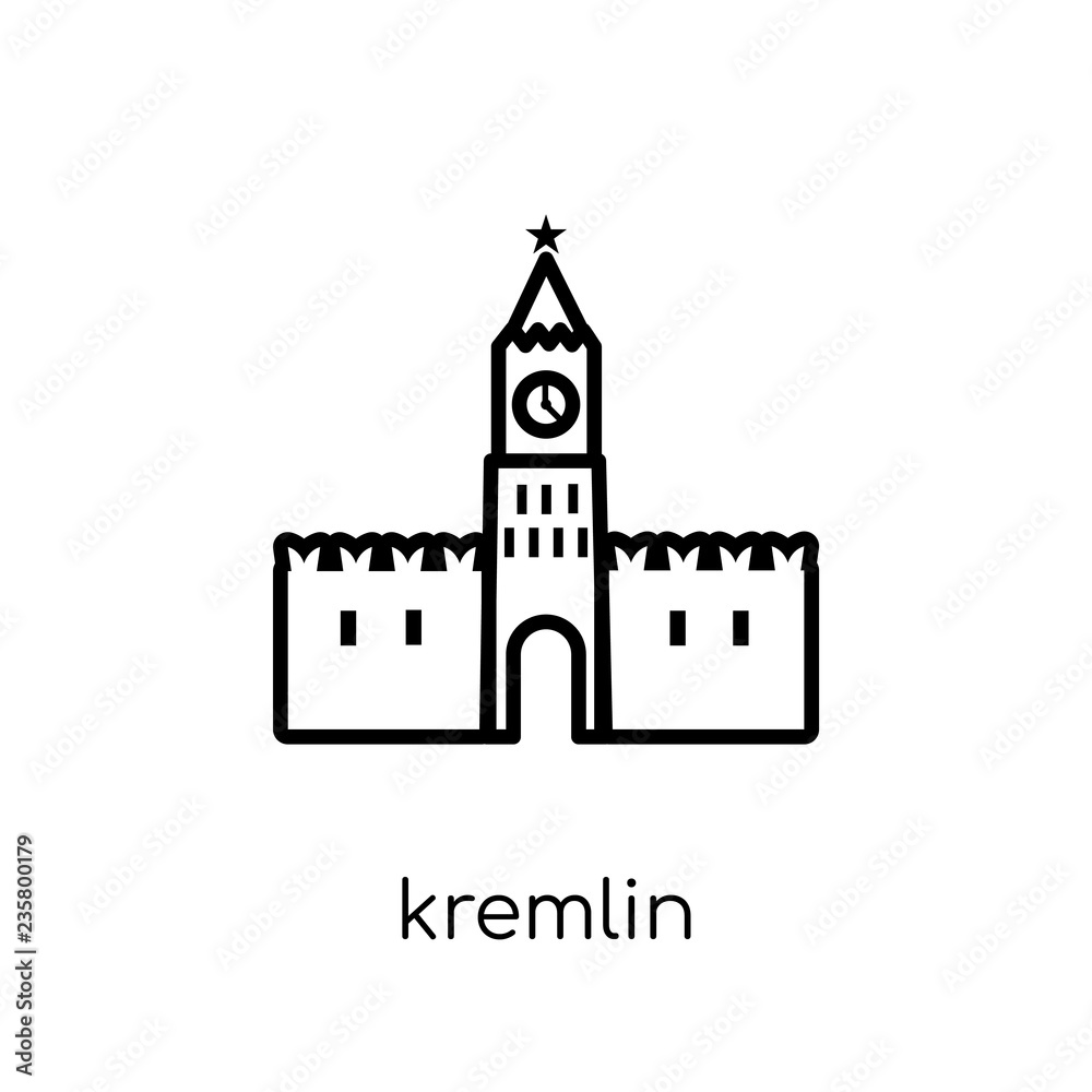 Kremlin icon. Trendy modern flat linear vector Kremlin icon on white background from thin line Architecture and Travel collection
