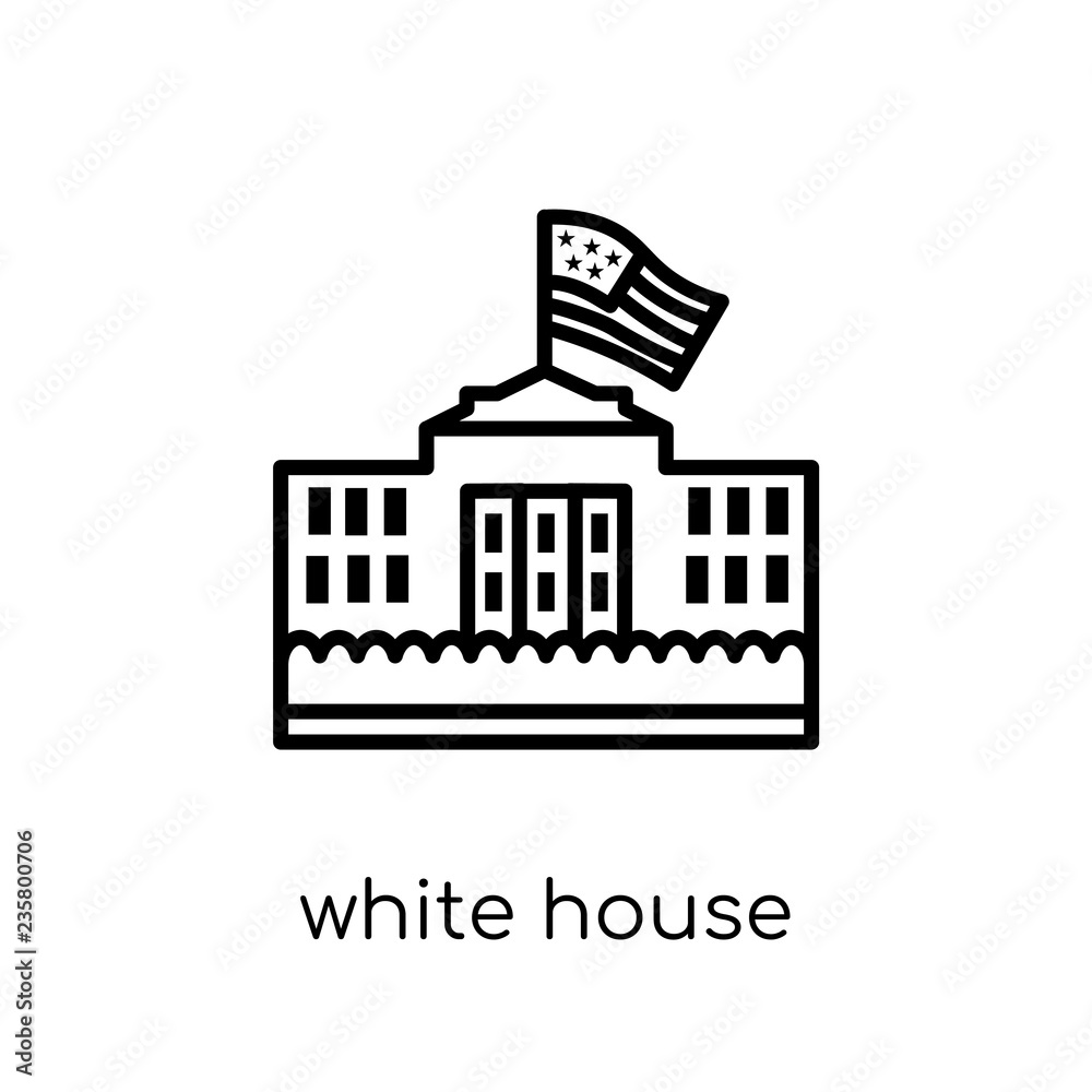White House icon. Trendy modern flat linear vector White House icon on white background from thin line Architecture and Travel collection
