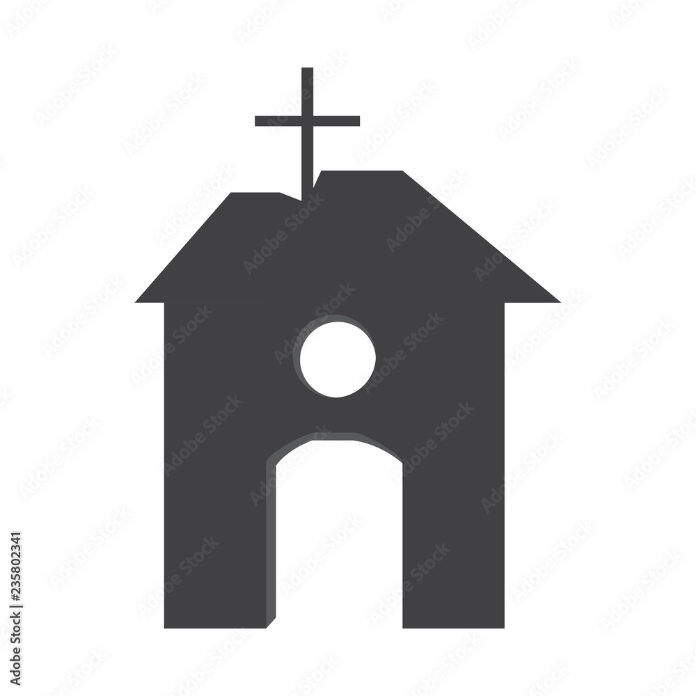 Isolated silhouette of a church. Vector illustration design