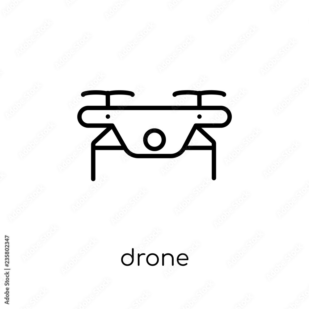 Drone icon. Trendy modern flat linear vector Drone icon on white background from thin line Artificial Intelligence, Future Technology collection