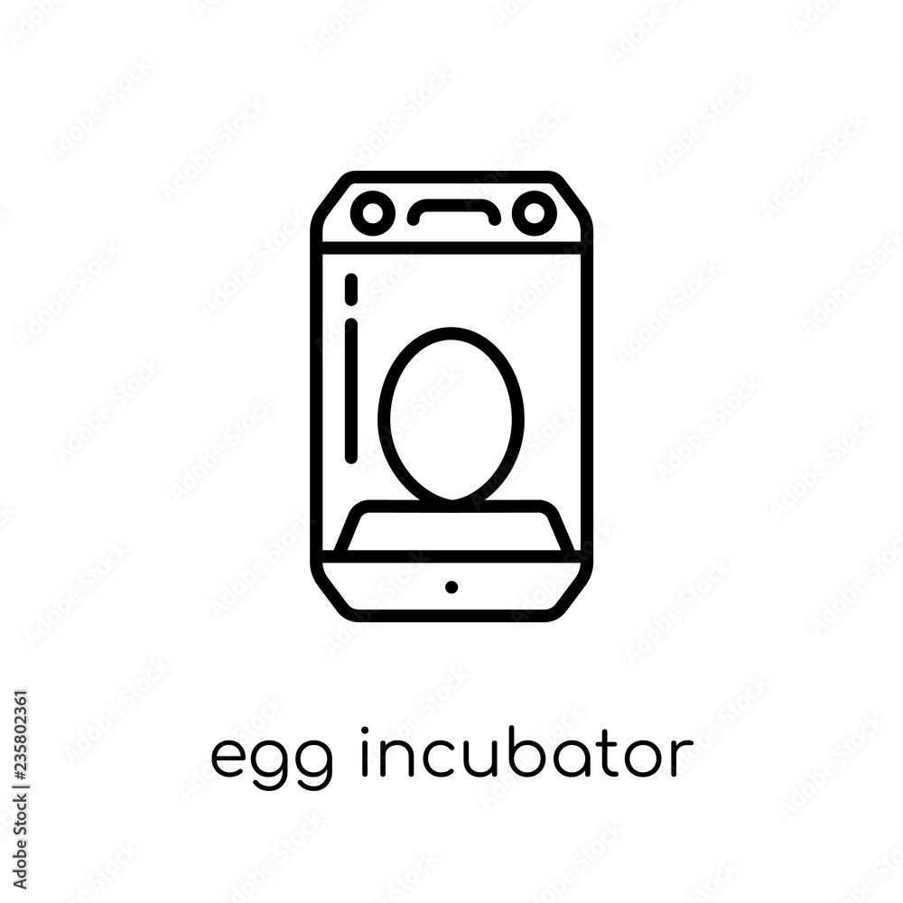 Egg incubator icon. Trendy modern flat linear vector Egg incubat Egg incubator icon. Trendy modern flat linear vector Egg incubat