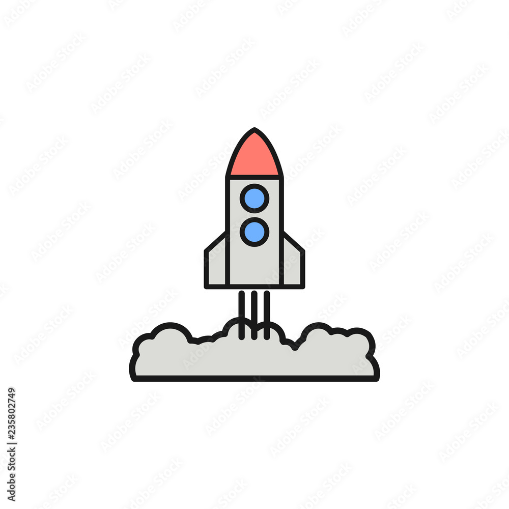 rocket taking off icon. Element of space outline color icon. Thin line icon for website design and development, app development. Premium icon