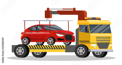 Roadside assitance with borken car on it