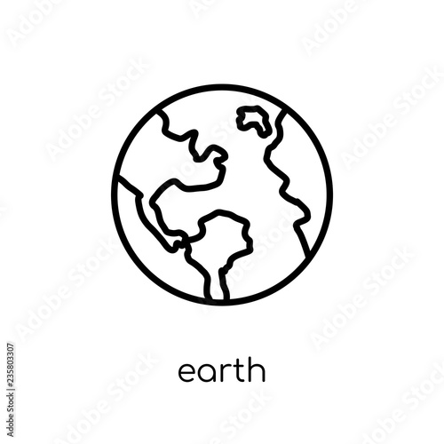 earth icon. Trendy modern flat linear vector earth icon on white background from thin line Astronomy collection, outline vector illustration