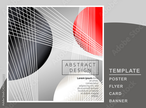 abstract colored geometric background with black, red and white balls and stripes, on white background. vector eps10