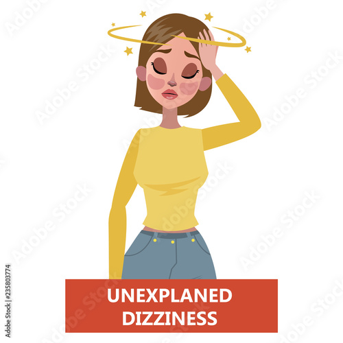 Woman fainting. Symptom of disease or pregnancy.