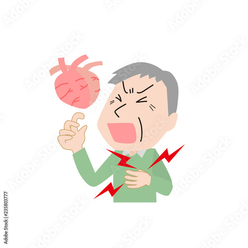心臓　痛み　中年　老人　男性　一人