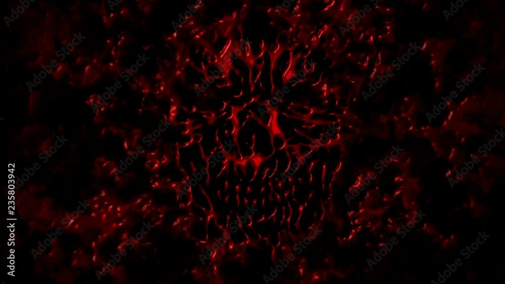 Scary demon face with blood splashes. Animation Genre of horror. Red color background. Scary demon face with blood splashes. Animation Genre of horror. Red color background.