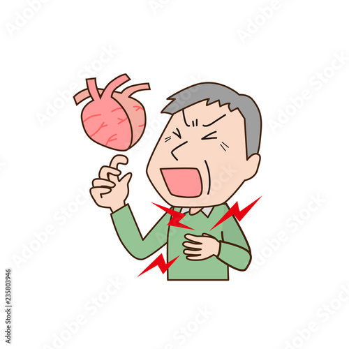 心臓　痛み　中年　老人　男性　一人