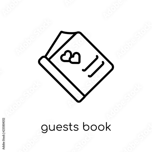 guests book icon. Trendy modern flat linear vector guests book icon on white background from thin line Wedding and love collection, outline vector illustration