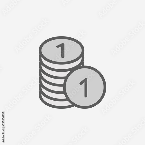 penny in a pile field outline icon. Element of 2 color simple icon. Thin line icon for website design and development, app development. Premium icon