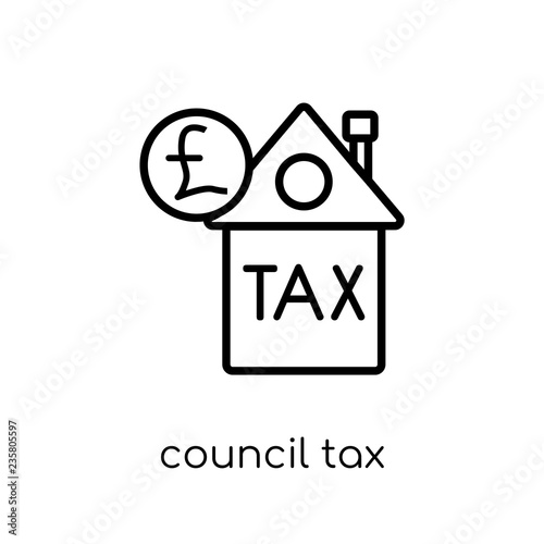 council tax icon. Trendy modern flat linear vector council tax icon on white background from thin line Council tax collection, outline vector illustration