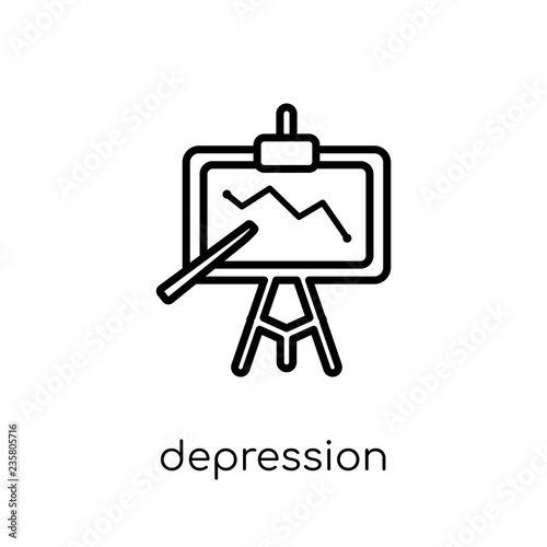 depression icon. Trendy modern flat linear vector depression icon on white background from thin line Diseases collection, outline vector illustration