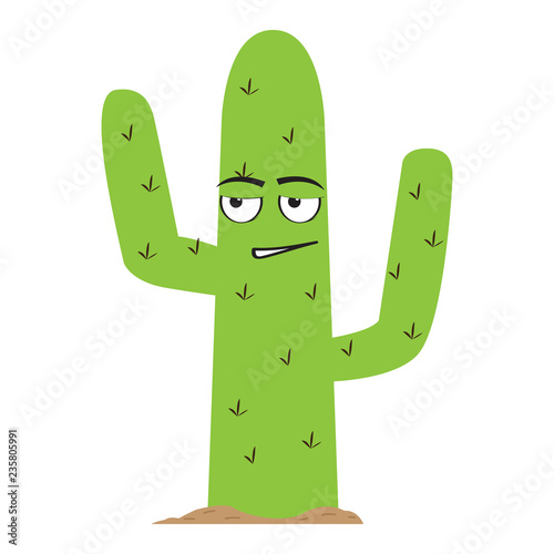 Isolated uncomfortable cactus character. Vector illustration design