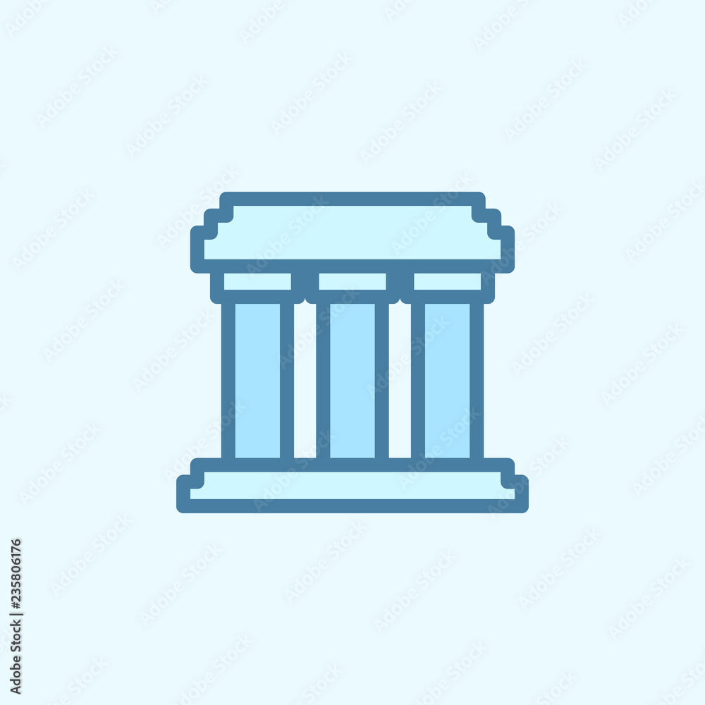 building with columns field outline icon. Element of 2 color simple icon. Thin line icon for website design and development, app development. Premium icon