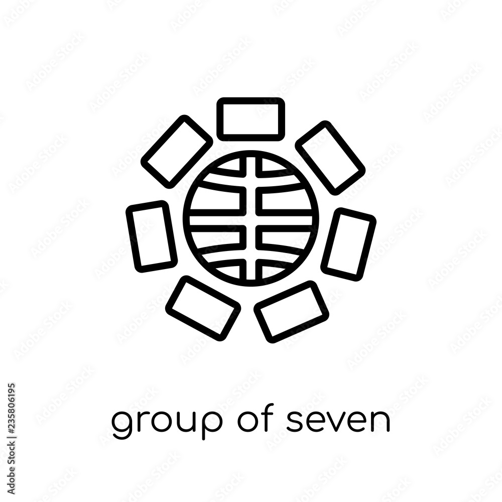 Group of Seven (G7) icon. Trendy modern flat linear vector Group of Seven (G7) icon on white background from thin line Business collection Group of Seven (G7) icon. Trendy modern flat linear vector Group of Seven (G7) icon on white background from thin line Business collection