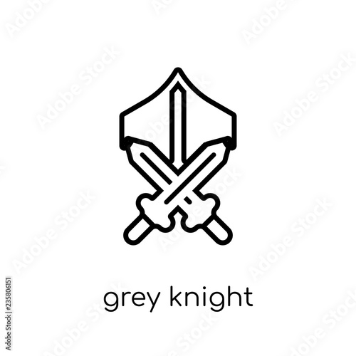 Grey knight icon. Trendy modern flat linear vector Grey knight icon on white background from thin line Business collection