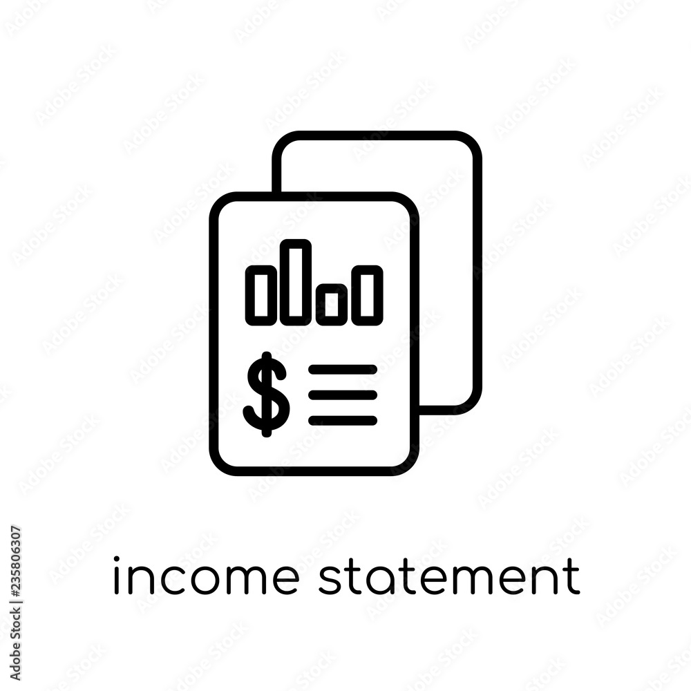 Income statement icon. Trendy modern flat linear vector Income statement icon on white background from thin line Business collection Income statement icon. Trendy modern flat linear vector Income statement icon on white background from thin line Business collection