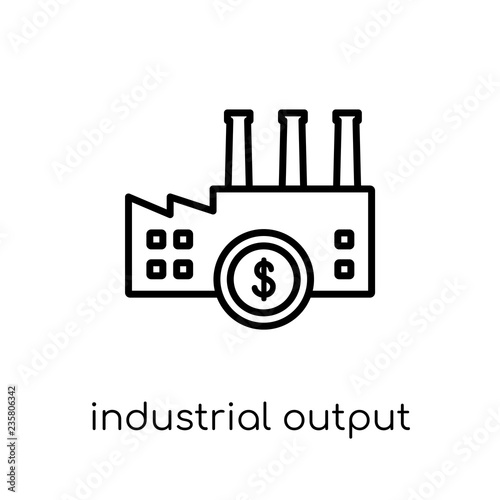 Industrial output icon. Trendy modern flat linear vector Industrial output icon on white background from thin line Business collection