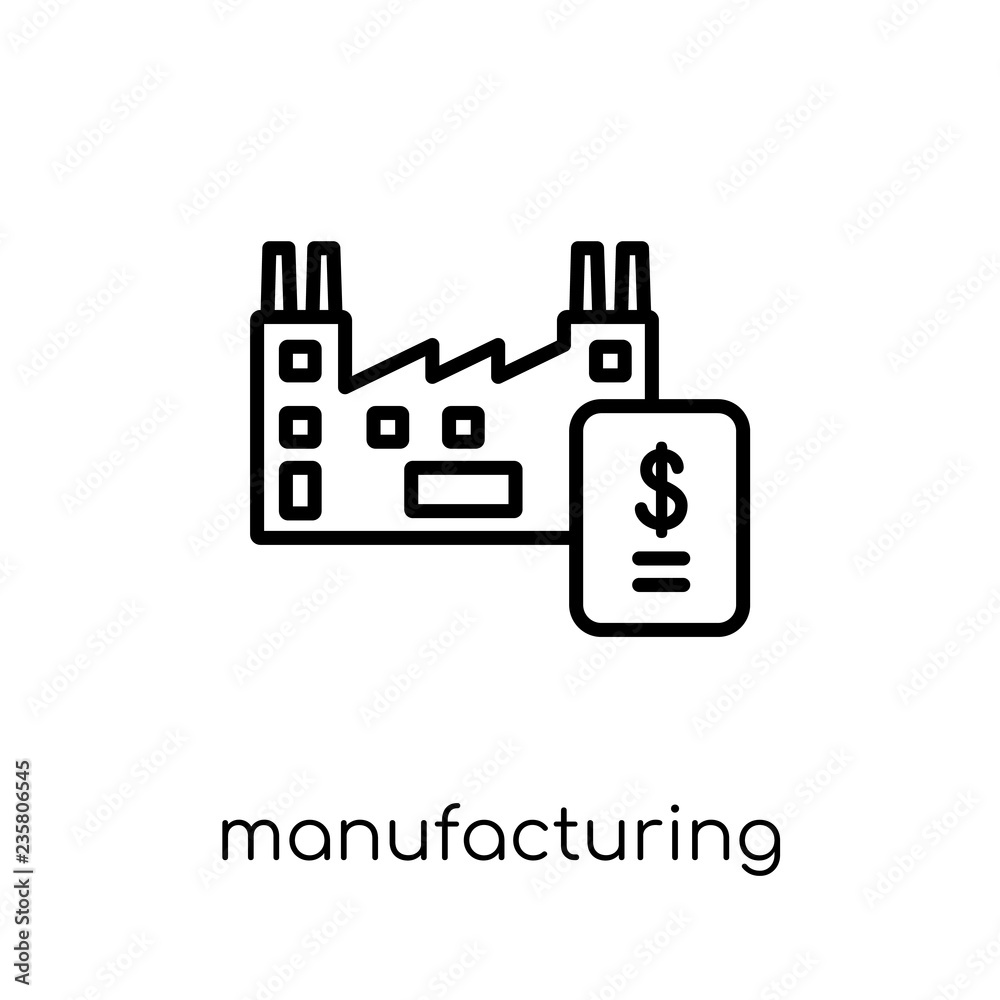 Manufacturing output icon. Trendy modern flat linear vector Manufacturing output icon on white background from thin line Business collection Manufacturing output icon. Trendy modern flat linear vector Manufacturing output icon on white background from thin line Business collection