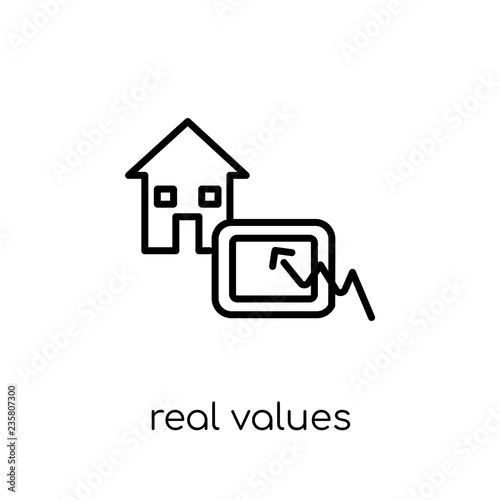 Real values icon. Trendy modern flat linear vector Real values icon on white background from thin line business collection