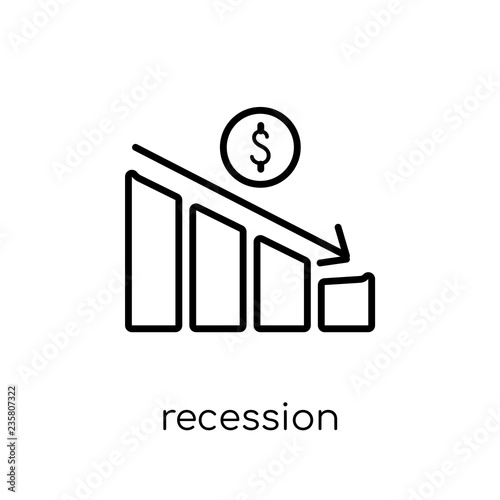 Recession icon. Trendy modern flat linear vector Recession icon on white background from thin line business collection