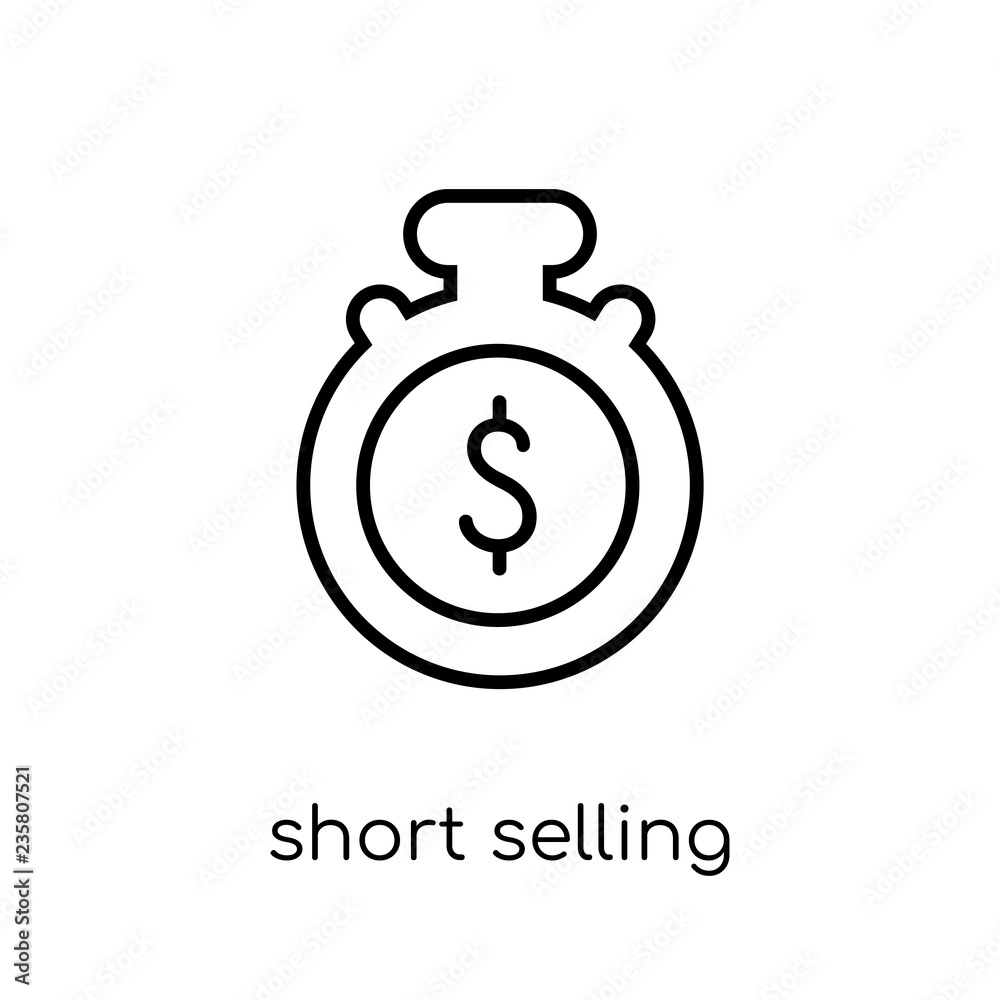 Short selling icon. Trendy modern flat linear vector Short selling icon on white background from thin line business collection Short selling icon. Trendy modern flat linear vector Short selling icon on white background from thin line business collection
