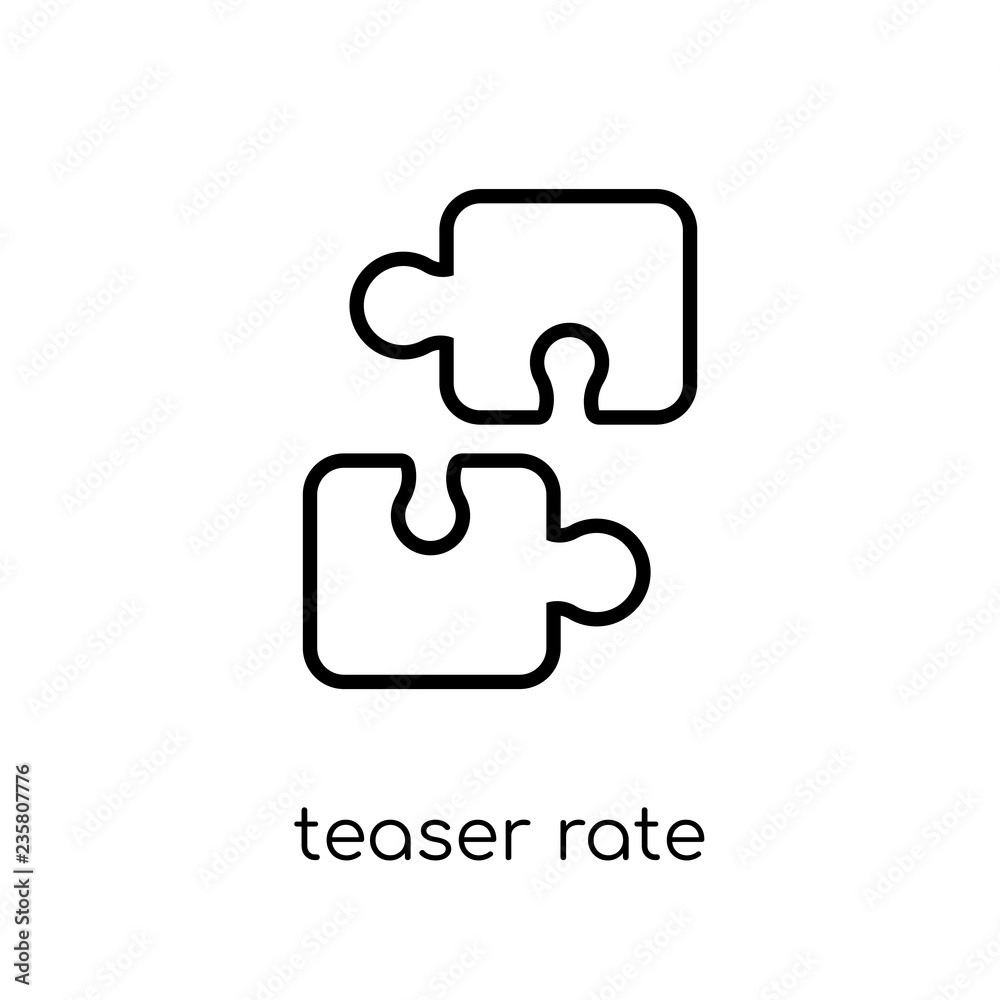 Teaser rate icon. Trendy modern flat linear vector Teaser rate icon on white background from thin line business collection