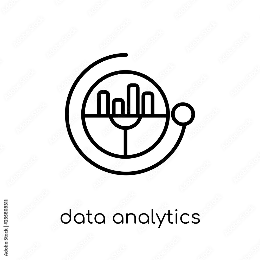 Data analytics circular icon. Trendy modern flat linear vector D Data analytics circular icon. Trendy modern flat linear vector D