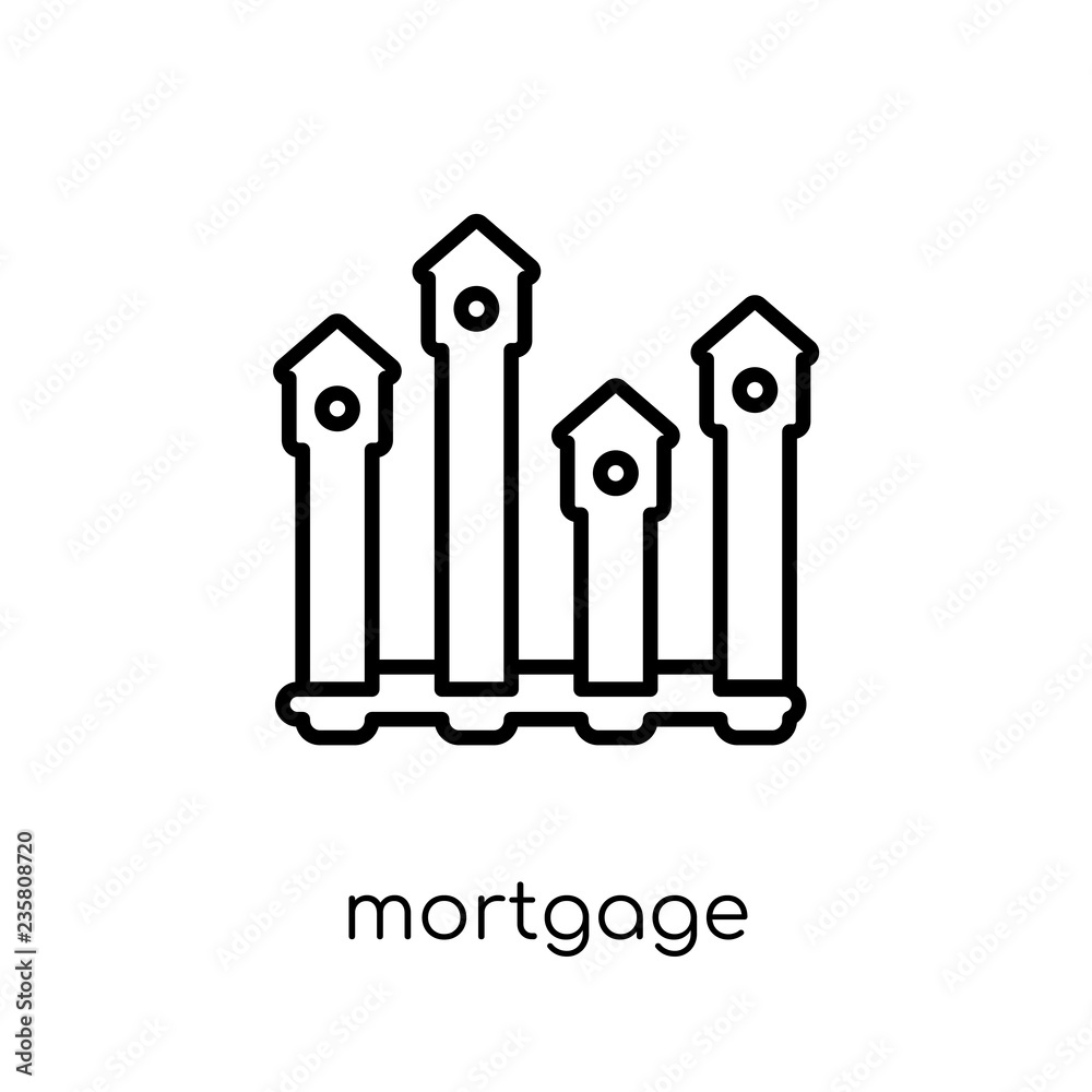 Mortgage statistics icon. Trendy modern flat linear vector Mortgage statistics icon on white background from thin line Business and analytics collection Mortgage statistics icon. Trendy modern flat linear vector Mortgage statistics icon on white background from thin line Business and analytics collection