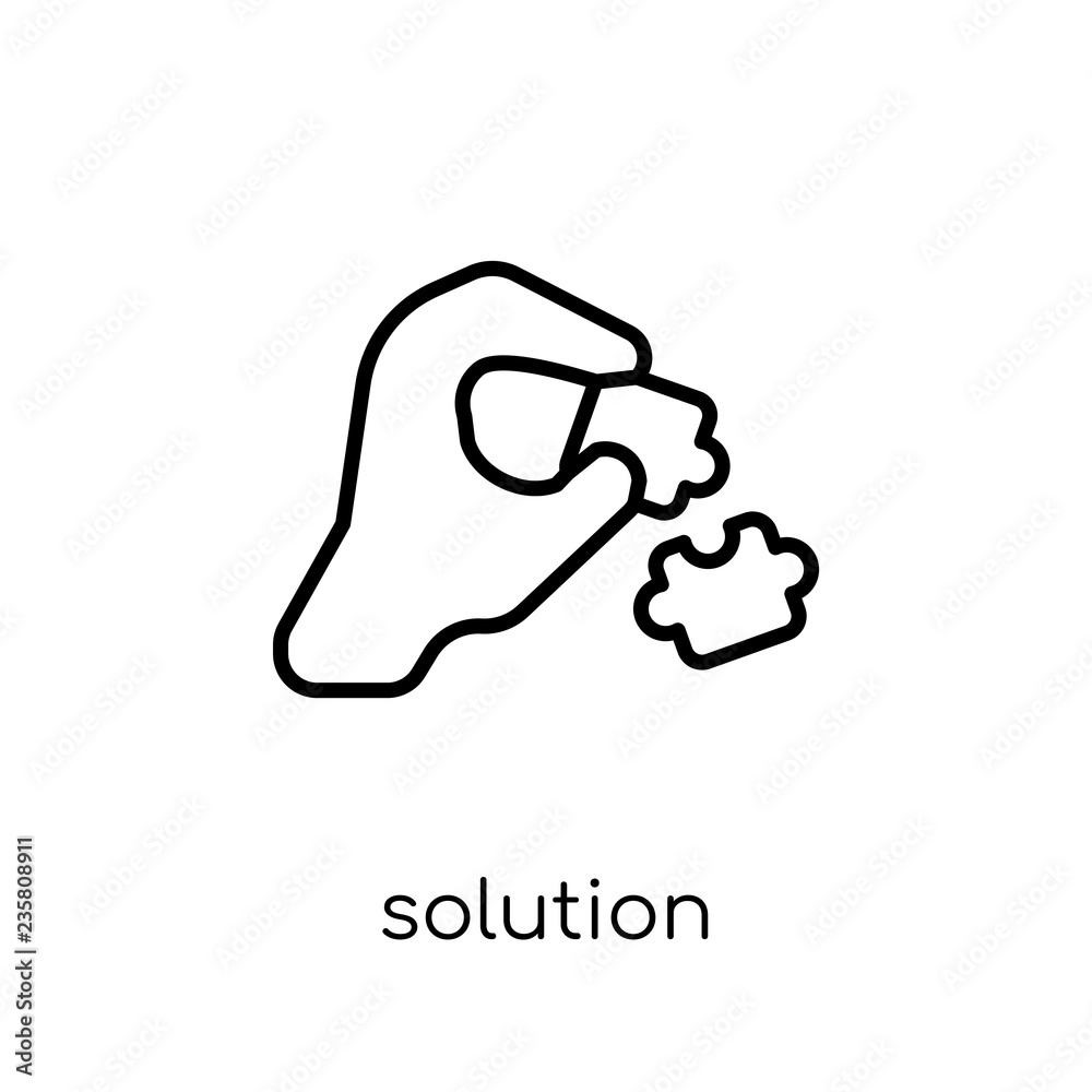 Solution icon. Trendy modern flat linear vector Solution icon on white background from thin line Business and analytics collection Solution icon. Trendy modern flat linear vector Solution icon on white background from thin line Business and analytics collection