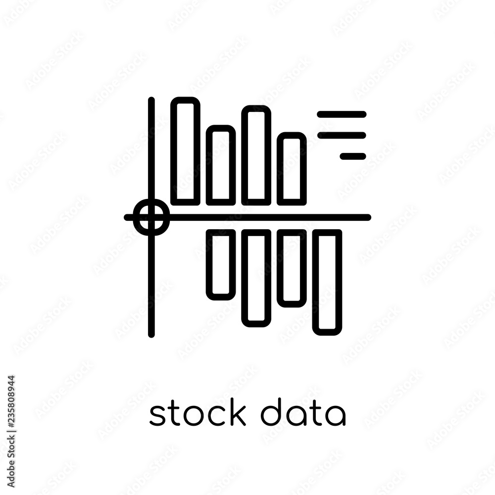 Stock data analysis icon. Trendy modern flat linear vector Stock data analysis icon on white background from thin line Business and analytics collection Stock data analysis icon. Trendy modern flat linear vector Stock data analysis icon on white background from thin line Business and analytics collection