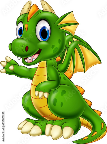 Cartoon baby dragon presenting