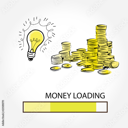 The concept for business investment, savings and making money.Hand drawn sketch elements set. Business doodle vector illustration.
