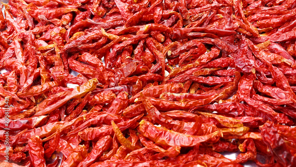 Dried red chilli as a texture food background, Thai food ingredient Dried red chilli as a texture food background, Thai food ingredient